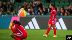 Panama's Aldrith Quintero stands at the end of the Women's World Cup Group F soccer match between Panama and Jamaica in Perth, Australia, July 29, 2023. Jamaica won 1-0.