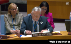 Ambasador BiH u UN-u Zlatko Lagumdžija se obraća na sednici SB UN