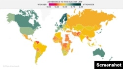 Рейтинг верховенства права, cкриншот с сайта World Justice Project