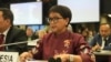 FILE - Menlu RI Retno Marsudi berbicara dalam Forum Pengungsi Global di Jenewa, Swiss, Rabu, 13 Desember 2023. (Foto: Kemlu RI).
