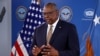 U.S. Defense Secretary Lloyd Austin speaks at a news conference following a virtual Ukraine Defense Contact Group meeting at the Pentagon in Washington, March 15, 2023. 