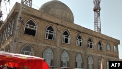 The general view of a Shiite Mosque is pictured after a bomb blast that reportedly killed several people in Mazar-e-Sharif on April 21, 2022.