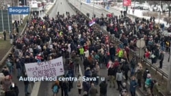 Blokada autoputa kod centra "Sava" u Beogradu 