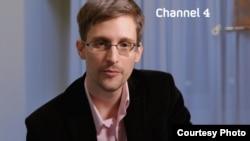 Edward Snowden is seen delivering his "Alternative Christmas Message" on Britain's Channel 4. (Channel 4)