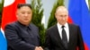 FILE - Russian President Vladimir Putin, right, and North Korea's leader Kim Jong Un shake hands during their meeting in Vladivostok, Russia, April 25, 2019.