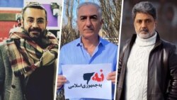 چهره های سرشناس سیاسی و هنری با در دست گرفتن پلاکاردی با عنوان «نه به جمهوری اسلامی» مخالفت خود را ابراز کرده‌اند.