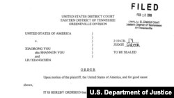 美国司法部公布的对You Xiaorong 的起诉书(网络截屏）