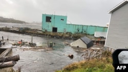 This Sept. 24, 2022, image courtesy of Michael King, special advisor to Newfoundland and Labrador Premier Andrew Furey, and his family, shows damage caused by Fiona on the Burnt Islands, in the Newfoundland and Labrador Province of Canada. 