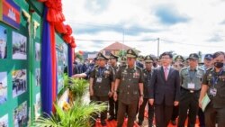 Chinese and Cambodian officials at the groundbreaking ceremony for the Ream Naval Base renovation project. (Cambodia's Fresh News via AP)