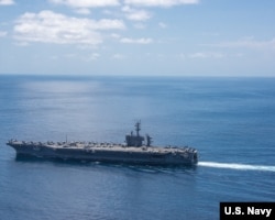 Aircraft carrier USS Carl Vinson (CVN 70) transits the Indian Ocean, April 15, 2017.