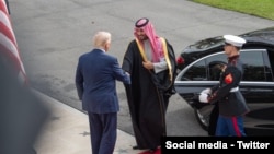 特朗普总统欢迎沙特王储本·萨勒曼的到访。 