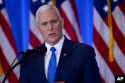 Vice President-elect Mike Pence addressed the press before introducing President-elect Donald Trump in New York, Jan. 11, 2017.