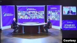 Presiden Jokowi menghadiri pertemuan virtual "US Democracy Summit" dari Istana Bogor, 9 Desember 2021.(Setpres RI)