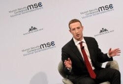 The founder and CEO of Facebook Mark Zuckerberg speaks during the 56th Munich Security Conference in Munich, Germany, on Feb. 15, 2020.