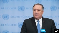 Državni sekretar SAD Majk Pompeo na konferenciji za novinare posle sednice SB UN
