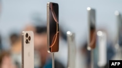 Apple iPhone 16 models are displayed following Apple's "It's Glowtime" event in Cupertino, California, Sept. 9, 2024.