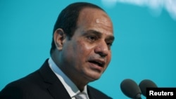 Presiden Mesir Abdel Fattah el-Sisi dalam peresmian sebuah konferensi di Manama, Bahrain, 30 Oktober 2015.
