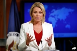 FILE - State Department spokeswoman Heather Nauert.