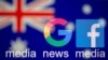 Logo Google dan Facebook dan bendera Australia ditampilkan dalam ilustrasi yang diambil, 18 Februari 2021 ini. (Foto: Reuters)