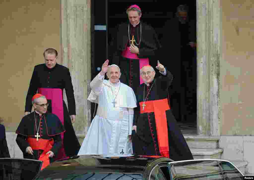 "Before, the pope was selected from Europe, but now it is out of Europe &ndash; inside South America. So we have that hope that maybe one day, one time, it will come slowly, slowly until it will reach Africa." Tony Garang, Juba &nbsp; Newly elected Pope Francis waves from the steps of the Santa Maria Maggiore Basilica in Rome, March 14, 2013. 