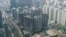 This photo taken on Feb. 21, 2025 shows an aerial view of apartment blocks in the Kai Tak district of Hong Kong.
