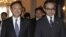 China's Foreign Minister Yang Jiechi (L) walks with his Indonesian counterpart Marty Natalegawa after a bilateral meeting at the Foreign Ministry office in Jakarta, August 10, 2012.
