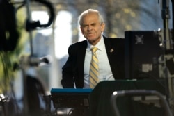 FILE - White House trade adviser Peter Navarro speaks during an interview at the White House, April 6, 2020, in Washington.