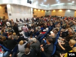 Tribina "NE krvavim košuljama" u organizaciji Saveza sa Srbiju, u sali Skupštine opštine Stari grad, u Beogradu, 28. novembra 2018.