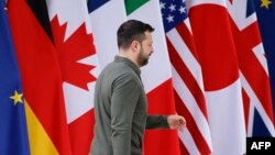 Ukrainian President Volodymyr Zelenskyy arrives at the Borgo Egnazia resort in Puglia for the G7 Summit hosted by Italy, June 13, 2024. The U.S. and other Group of Seven members will provide a loan of up to $50 billion to Ukraine, using interest from frozen Russian assets.