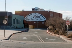 Cleveland Middle School, which was impacted by a recent cyberattack, is seen in Albuquerque, New Mexico, Jan. 23, 2022.