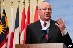 FILE - Rafael Ramirez, as Venezuela's Ambassador to the U.N., speaks during a press conference, Feb. 19, 2016, at U.N. headquarters.