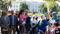 Dr. Zaher Sahloul, with the Syrian American Medical Society and American Relief Coalition for Syria, in front of the White House in Washington, calling on the Obama Administration to do more to address the ongoing crisis in Syria, Wednesday, Sept. 16, 2016.