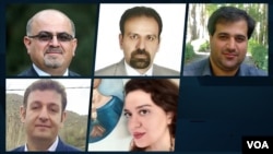 از بالا راست: مهدی محمودیان، مصطفی نیلی و آرش کیخسروی از پایین راست: مریم افرافراز و محمدرضا فقیهی