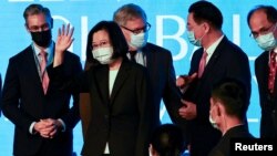 Taiwan President Tsai Ing-wen attends the U.S. National Endowment for Democracy's World Movement for Democracy summit in Taipei, Oct. 25, 2022. 