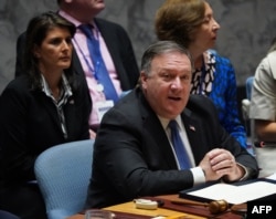 Državni sekretar SAD, Majk Pompeo, predsedava sastankom posvećenom Demokratskoj Narodnoj Republici Koreji sa članicama Saveta bezbednosti UN, u Ujedinjenim Nacijama u Njujorku, 27. septembra 2018.
