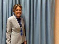 Director of the nonprofit Education Cannot Wait Yasmine Sherif (L. Schlein/VOA)