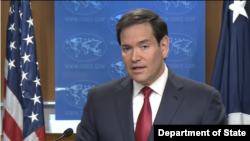 美国国务卿卢比奥在美国国务院举行2025年年终记者会。(2025年12月19日)