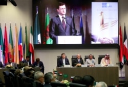 Russia's Energy Minister Alexander Novak, Venezuela's Oil Minister Manuel Quevedo, OPEC Secretary General Mohammad Barkindo and Saudi Arabia's Oil Minister Khalid Al-Falih are seen at an OPEC and NON-OPEC meeting in Vienna, Austria, July 2, 2019.