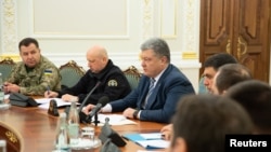 Ukrajinski predsednik Petro Porošenko predsedava sastankon Saveta za nacionalnu bezbednost i odbranu u Kijevu, Ukrajina, 26. novembra 2018.