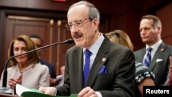 FILE - U.S. Representative Eliot Engel (D-NY) speaks on Capitol Hill in Washington, March 27, 2019.