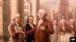 Фрагмент картины 1889 года с изображением инаугурации первого президента США Джорджа Вашингтона. 