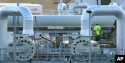 FILE - Pipes at the landfall facilities of the Nord Stream 2 gas pipline are pictured in Lubmin, northern Germany, Feb. 15, 2022.