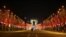 FILE - This picture shows the Champs Elysee avenue during the New Year's Eve as a 8:00 pm-6:00 am curfew is implemented in France to avoid a third wave of Covid-19 infections, in Paris, Jan. 1, 2020. 