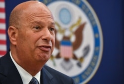 FILE - Gordon Sondland, the United States Ambassador to the European Union, addresses the media at the U.S. Embassy to Romania in Bucharest, Sept. 5, 2019.