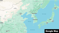 Google map showing Sea of Japan.