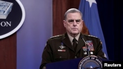 FILE - Joint Chiefs of Staff Chairman Army General Mark Milley holds a news briefing at Pentagon in Arlington, Virginia, August 18, 2021. 