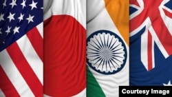 四方安全对话机制（Quad）成员国国旗：美国、日本、印度和澳大利亚。（Courtesy Image)
