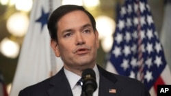 美国国务卿鲁比奥在宣誓就任国务卿职位后发表讲话。（2025年1月21日）