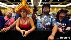 FILE - Supporters rally with Donald Trump in Green Bay, Wisconsin, October 17, 2016.