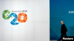 Президент Росії Володимир Путін прибуває на зустріч "Великої двадцятки" в Брісбені, Австралія, 15 листопада 2014 р. 